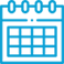 A solid turquoise blue background shows a booking or calendar icon