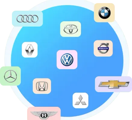 Auto brand logos, WindshieldHUB replaces back glass for most makes and models