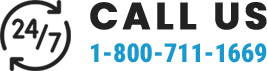 A logo with the text CALL US 247 and a phone number 1 800 711 1669 call us.webp